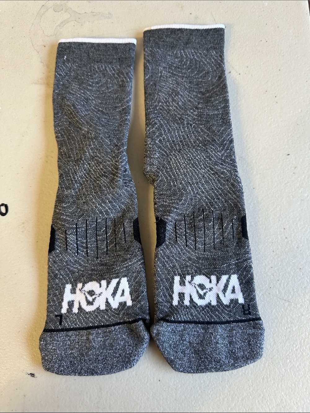 Hoka Men's Grey Crew Athletic Socks with White Logo 1020
